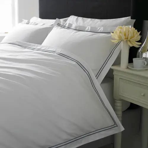 Linge de lit Qualité Boutique en percale de coton Égyptien 160 fils - 400TC - à double cordon Gris Colombe